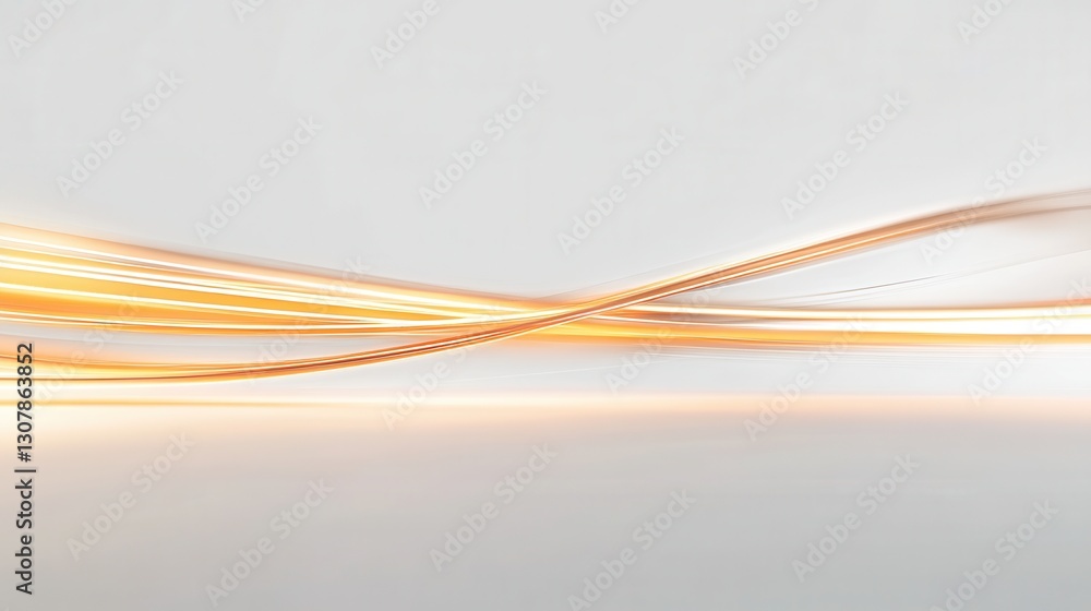 Poster Glowing abstract neon lines on a white background create a smooth and elegant digital art composition Generative AI