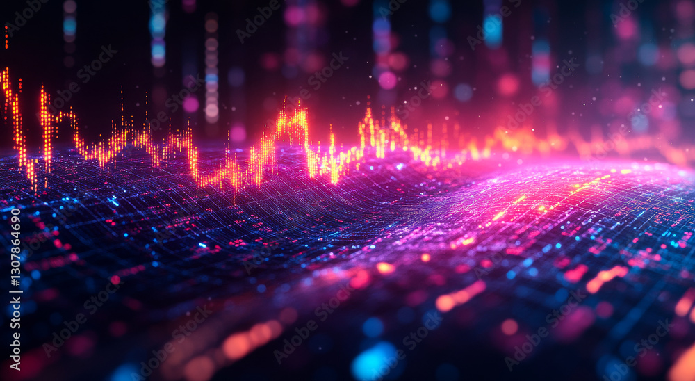 Poster bright digital wave design. bright colors and flowing lines create an abstract digital wave, showcas