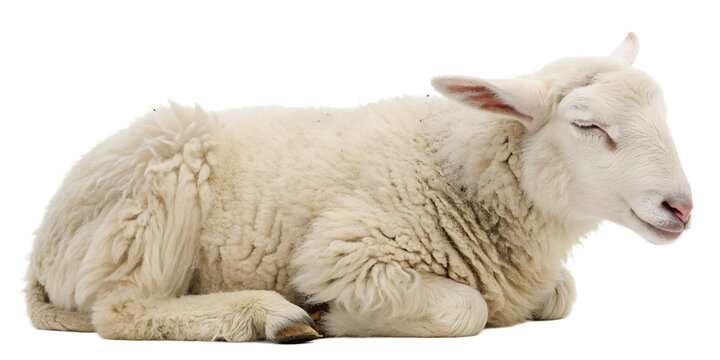 recommend clip art: White Sheep Lying Down on Transparent Background