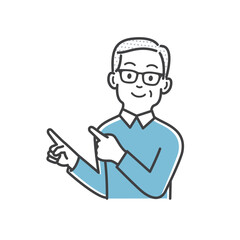 指差しでアピールする年配の男性のイラスト素材
