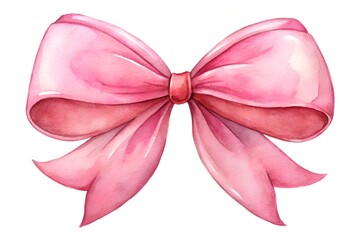 pink watercolor painting of a colorful bow isolated on white background	