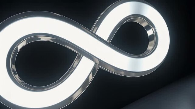 Metal chrome sign infinity in zero gravity
