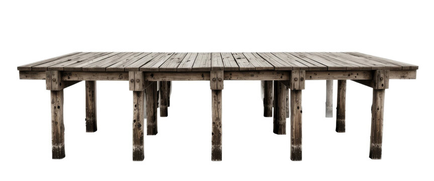 Old wooden dock isolated, cutout 