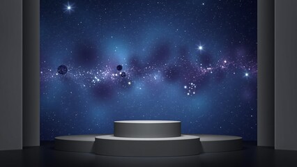 Cosmic Display Elegant Product Presentation with Nebula Background