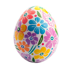 A beautifully decorated Easter egg featuring colorful hand-painted flowers on a white surface