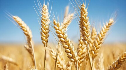 Golden wheat fields under sunlight agriculture landscape nature photography outdoors close-up view