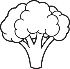 broccoli line art, black outline, vector and illustration, coloring book page line art drawing