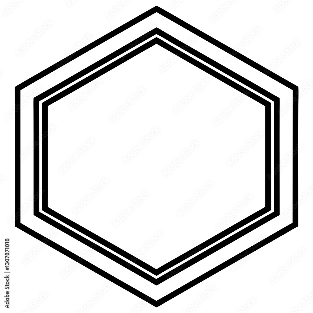 Poster a black and white hexagon shape vector. it's a clean and modern geometric design element, suitable f