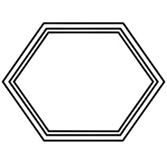 a hexagonal frame with three parallel lines, simple design with empty inside vector illustration