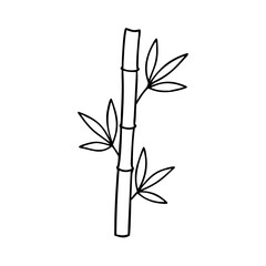 Obraz premium a line art illustration of bamboo. it includes segments, leaves, and a simple aesthetic, vector illustration