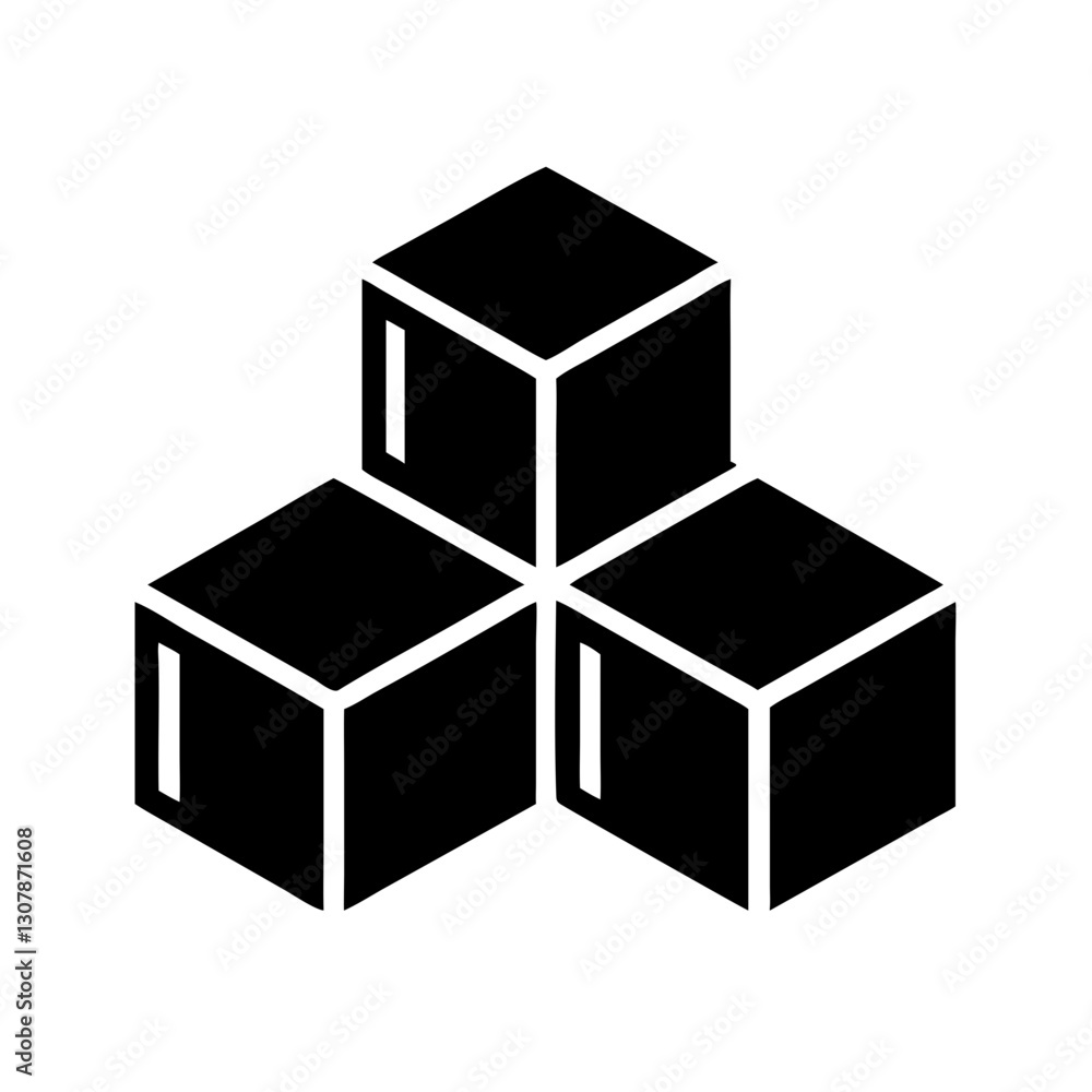 Poster a collection of black, geometric cube icons arranged in a visually appealing composition. the images