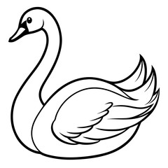 Obraz premium a black and white illustration of a graceful swan, symbol of elegance. The swan has a curved neck and folded wings, with a detailed outline. vector illustration