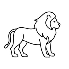 Fototapeta premium line art of a majestic lion in profile, showcasing its iconic mane and strong stance. vector illustration