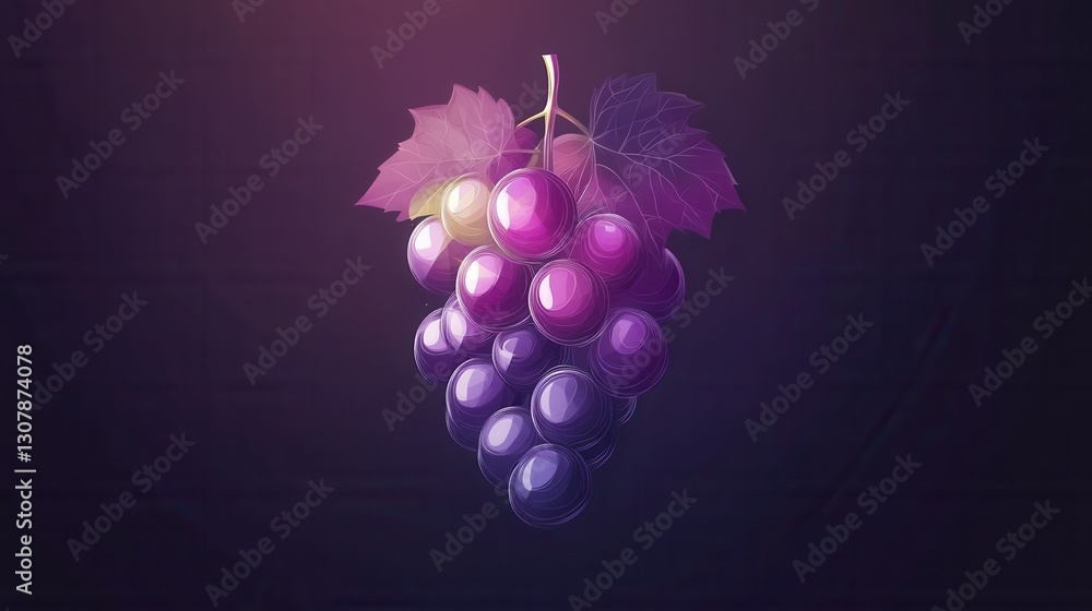 Aufkleber Abstract grape bunch logo featuring soft purple hues with modern artistic simplicity for branding or creative design applications Generative AI