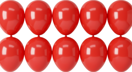Set of red balloons isolated on transparent background, Balloons PNG 