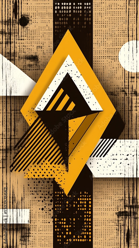 Poster geometric composition, abstract background with triangles and textures