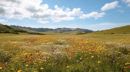 Fototapeta premium A wildflower-filled meadow, where colors and textures blend in a stunning natural tapestry.