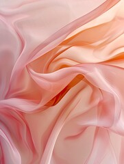 Obraz premium Delicate peach fabric folds creating a dreamy, soft abstract background