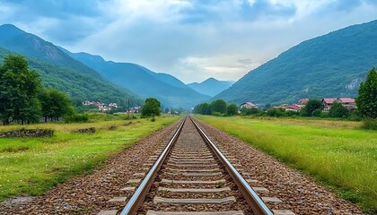 Fototapeta premium Rails Through Mountains