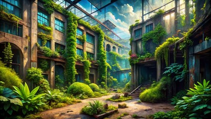 Fototapeta premium Abstract Biophilic Urban Exploration Brushstrokes: Modern Design Background