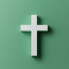Fototapeta premium a simple green and white cross symbol, elegantly positioned against a solid background.
