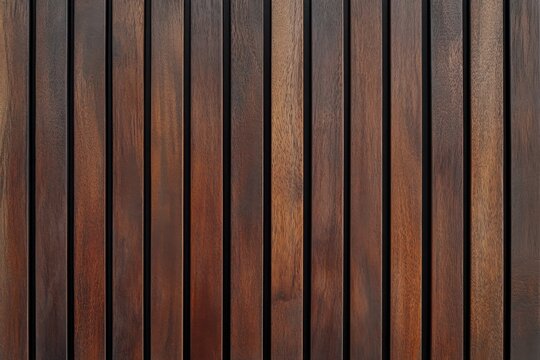 Modern wooden background with slats of dark brown wood, a seamless texture for interior design - Powered by Adobe