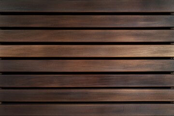 Obraz premium Modern wooden background with slats of dark brown wood, a seamless texture for interior design