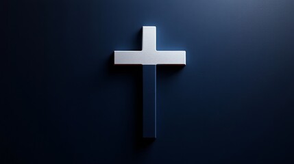 Fototapeta premium a simple navy blue and white cross symbol, elegantly positioned against a solid background.