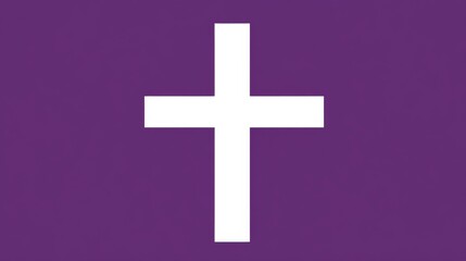 Fototapeta premium a simple purple and white cross symbol, elegantly positioned against a solid background.