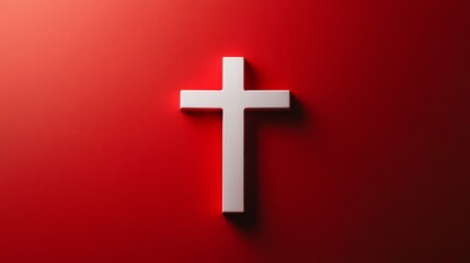Obraz premium a simple red and white cross symbol, elegantly positioned against a solid background.