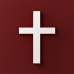 Obraz premium a simple red and white cross symbol, elegantly positioned against a solid background.