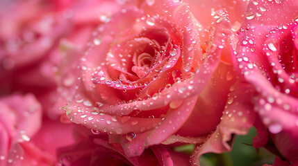 Dew-Kissed Pink Rose Close-Up