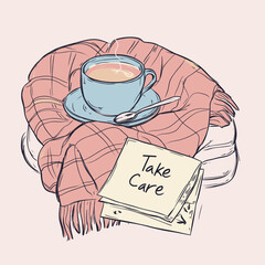 take care with coffee health concept