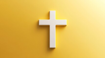 Fototapeta premium a simple yellow and white cross symbol, elegantly positioned against a solid background