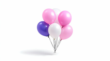 Pink Purple White Balloons on White Background