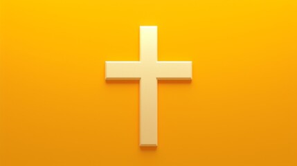 Fototapeta premium a simple yellow and white cross symbol, elegantly positioned against a solid background