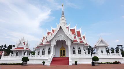 Fototapeta premium Wat Rong Khun the, White temple in Chiangrai province. Thailand