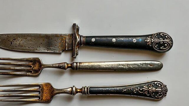 Antique Cutlery Set: A Rustic Charm