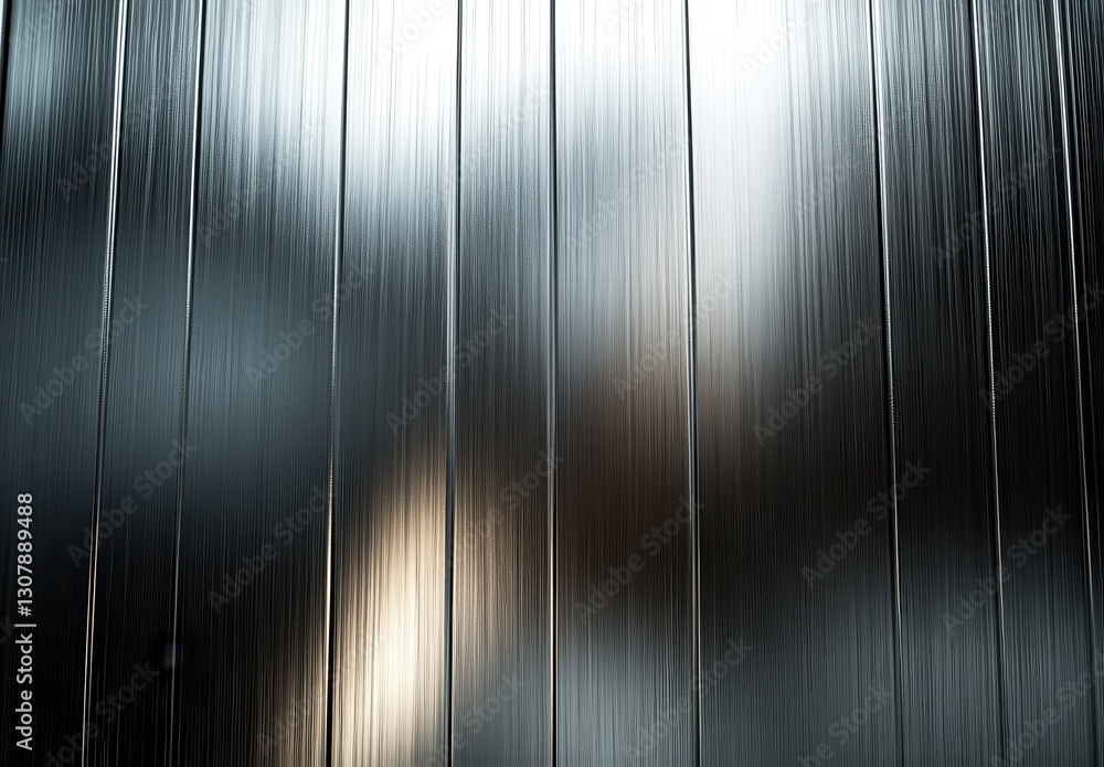 Poster abstract blurred metallic background showcasing smooth vertical lines and soft light reflections, pe