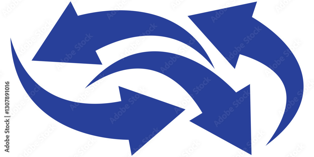 Poster blue curve arrow icon set. long arrow icon set. set of curved arrows isolated on white background.
