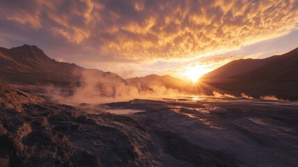 Dramatic geyser eruption in a geothermal area, showcasing eco-tourism attractions.