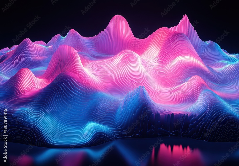 Poster abstract colorful wave landscape with vibrant pink and blue light patterns creating a captivating vi