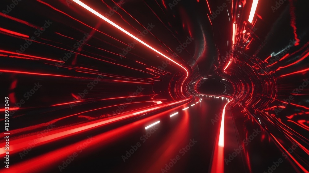 Aufkleber A futuristic abstract scene featuring smooth red curves and a high-speed motion blur effect, creating an intense backdrop with space for adding custom graphics or text.