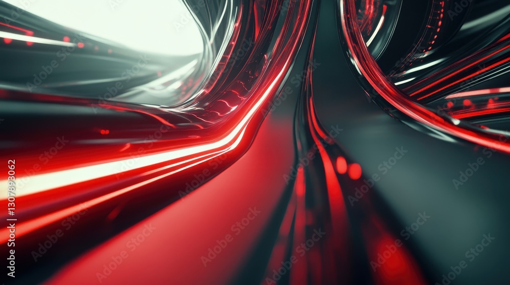 Aufkleber A futuristic abstract scene featuring smooth red curves and a high-speed motion blur effect, creating an intense backdrop with space for adding custom graphics or text.