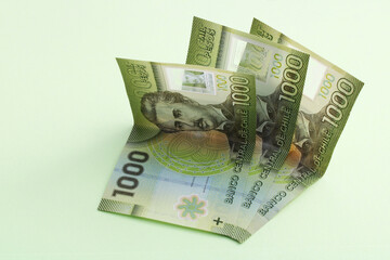Three thousand-peso Chilean bills