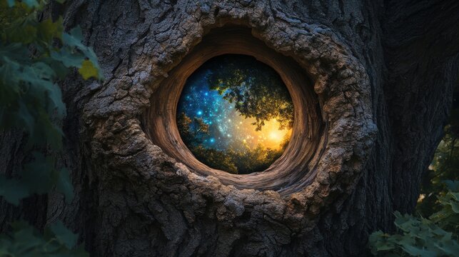 Buraco em &aacute;rvore com vista estelar