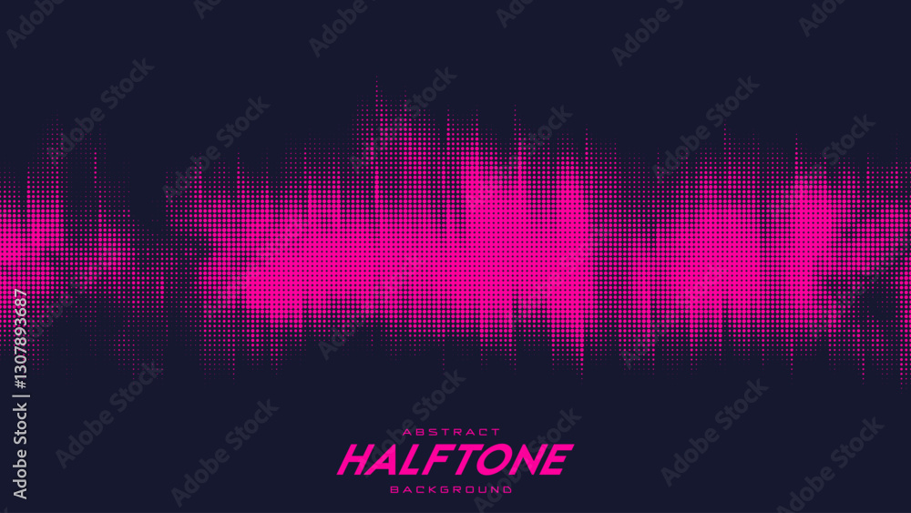 Poster abstract vector torn red halftone sound wave. scrathed dotted texture element.