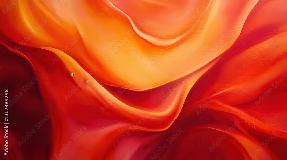Aufkleber Abstract curves of red and orange flowing across a dark-toned background, with light and shadow playing across the composition, creating a sense of motion and energy.
