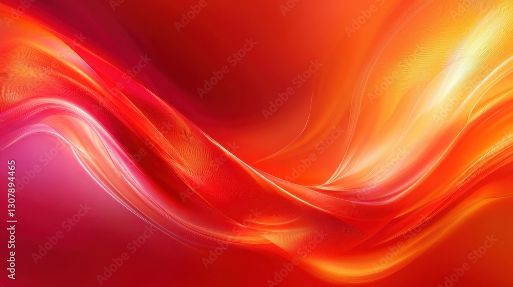 Fototapete an abstract, flowing red background with vibrant orange hues, high-speed motion blur, and smooth cur