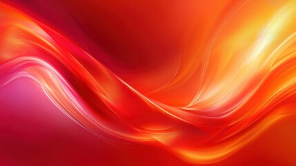Obraz premium An abstract, flowing red background with vibrant orange hues, high-speed motion blur, and smooth curved lines, leaving room in the center for text or visuals.